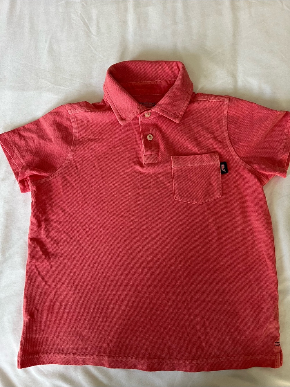 Vineyard Vines Kids Short Sleeve Polo Shirt - Coral Pink with front pocket